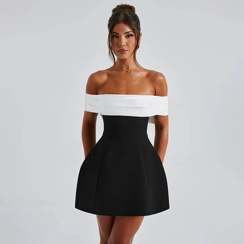 

Avrilyaan Off Shoulder Backless Short Sexy A-line Dress Women Elegant Party Dresss Slash Neck Bodycon Mini Summer Dress Vestidos