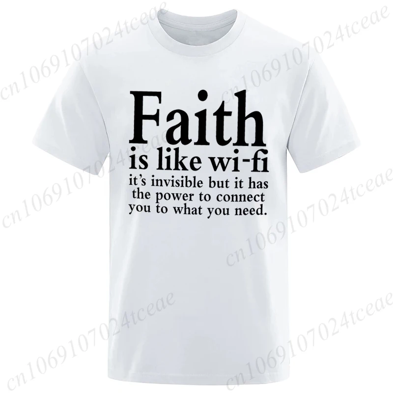 الرجال الشارع ارتداء الإيمان مثل واي فاي الله يسوع الدينية المسيحية تي شيرتات عجيبة قصيرة الأكمام الشارع الشهير الصيف تي شيرت الرجال