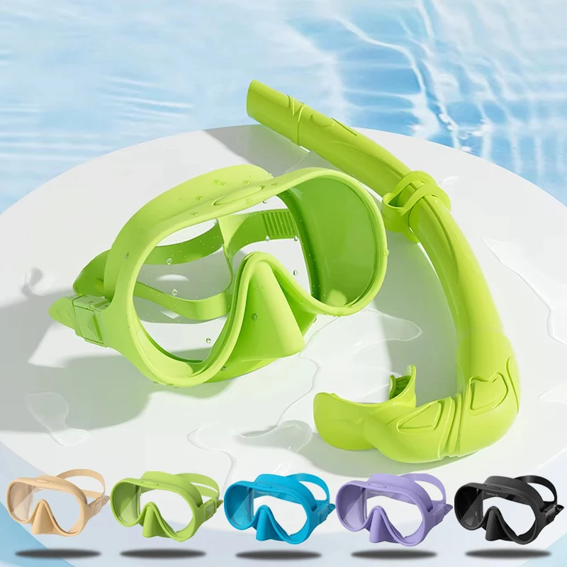 

Warm Khaki Professional Frameless Scuba Mask and Snorkel Adults - Anti-Fog, UV Protection,Tempered Glass - Diving, Freediving