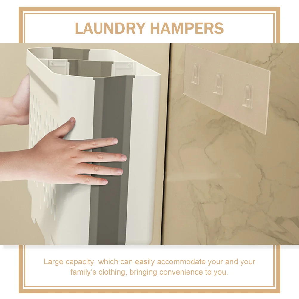 

Wall Mount Laundry Basket Foldable Clothes Storage Bins TPE PP Material Slim Design Home Use Wall Laundry Basket