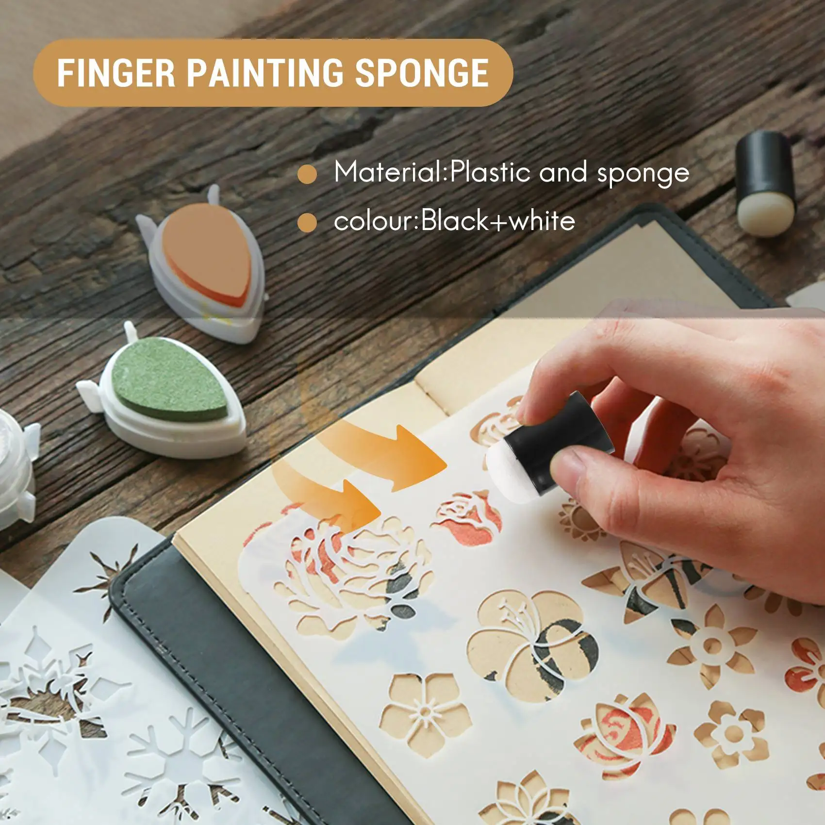 L68A66 Pcs Finger Sponge Daubers Finger Painting Sponge Craft Drawing Sponge Dauber Set for Painting Art Ink Crafts Card