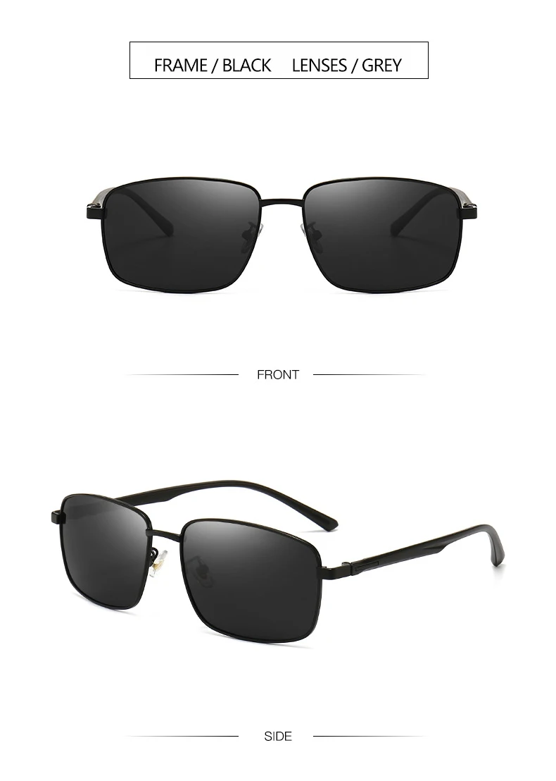 Business Metall Quadratischer Rahmen Polarisierte Sonnenbrille Luxus Übergroße UV-Schutz Sonnenschutzbrille 5027 – Detail 12