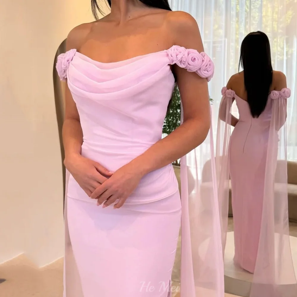 

3D Flowers Mermaid Customized Prom Dress Strapless Evening Gown Off Shoulder Eleagnt Party Gowns شارون سعيد