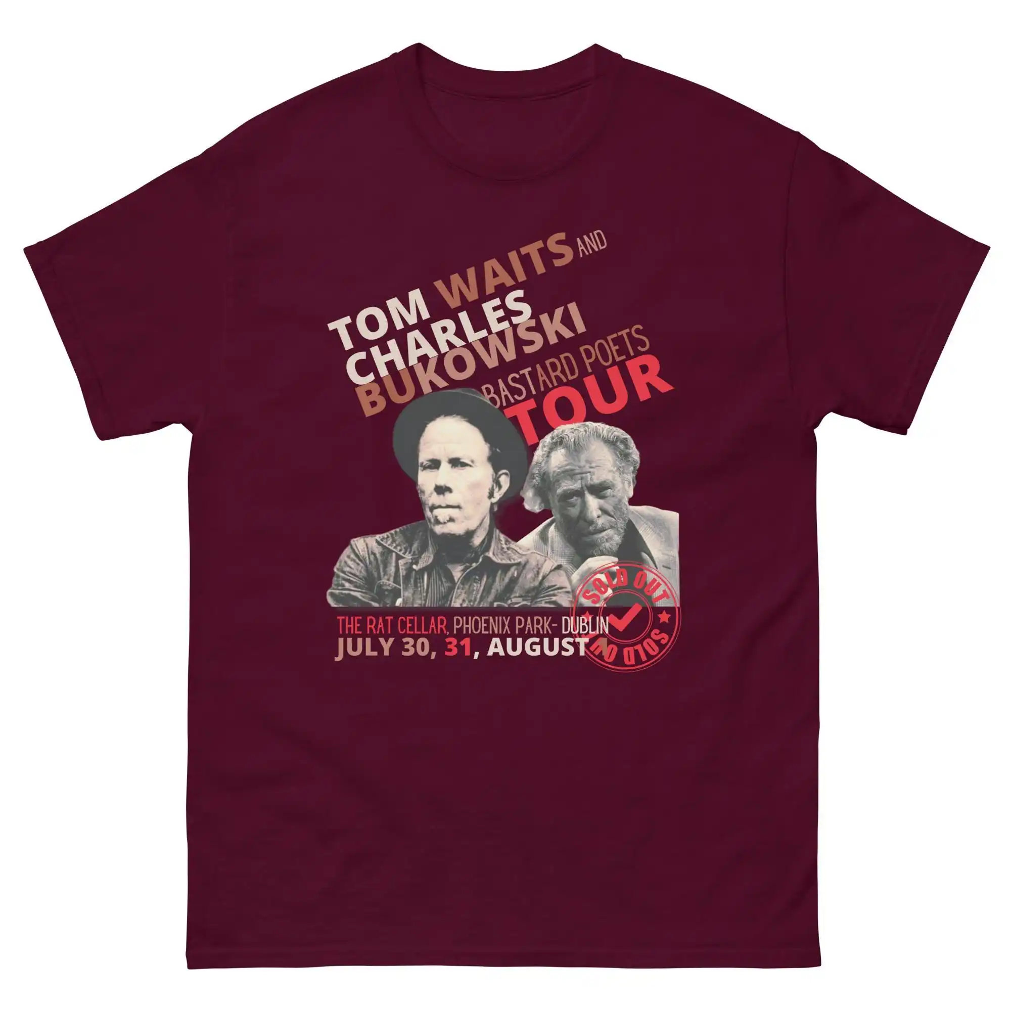 Tom Charles Bukowski Waits Tribute T-Shirt - Cult Literary & Music Merch - Gritty Beat Generation Graphic Tee
