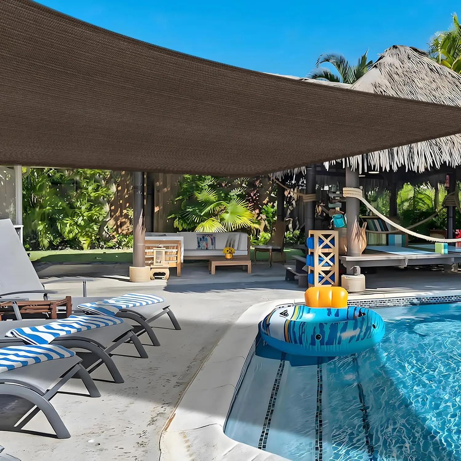 20'x 26' Sun Shade Sail Brown Rectangle UV Block Outdoor Shade Canopy Sunshade for Patio Lawn Garden Carport Backyard Deck Pergola