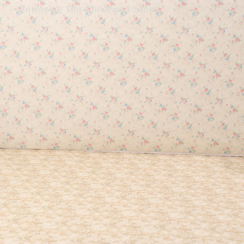 Papel de pared impreso para casa de muñecas, 1 metro, 1/12, revestimiento de suelo, pegatina de fondo para casa de muñecas, decoración, accesorios de construcción de microescena