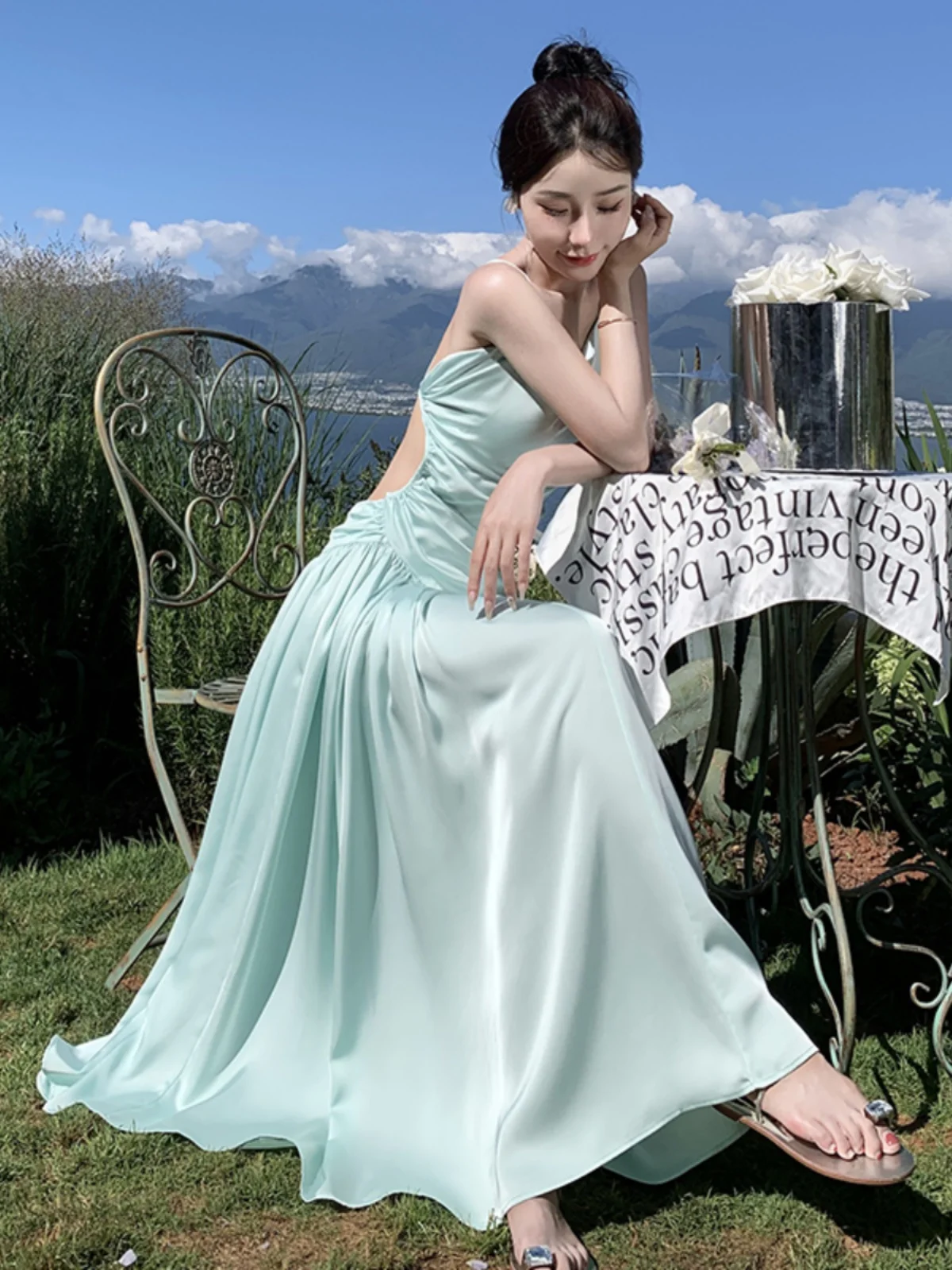 

Women'S Summer Sexy Casual Adjustable Strap Open Side Backless Floor-Length Sleeveless Elegant Dresses for Women Feminino WH3