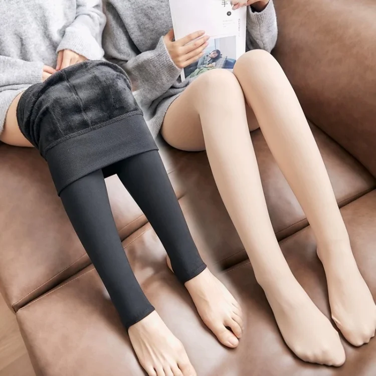 Fleece-gefütterte Damen-Thermo-Winterstrumpfhose, dicke, warme, transparente Samtstrumpfhose mit Plüsch-Innenschicht – Detail 5