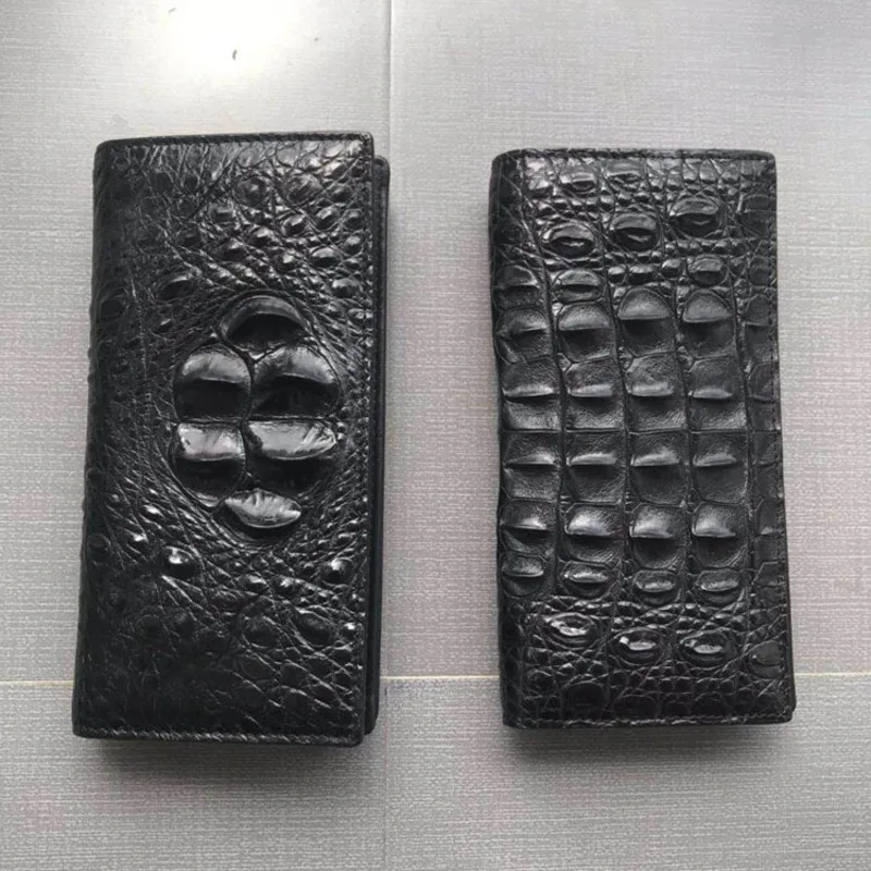 New Thai Casual True Crocodile Back Bone Skin Long Fashionable and Trendy Male Wallet Mens Coin Purses Holders кошелек мужской