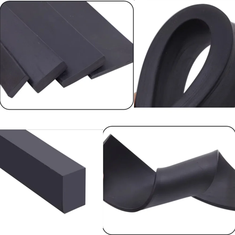 1/2 Meters Black Solid NBR Rubber Strip Square Nitrile Sealing Strip for Marine Seal Oil Resistant 2x10mm~25x35mm