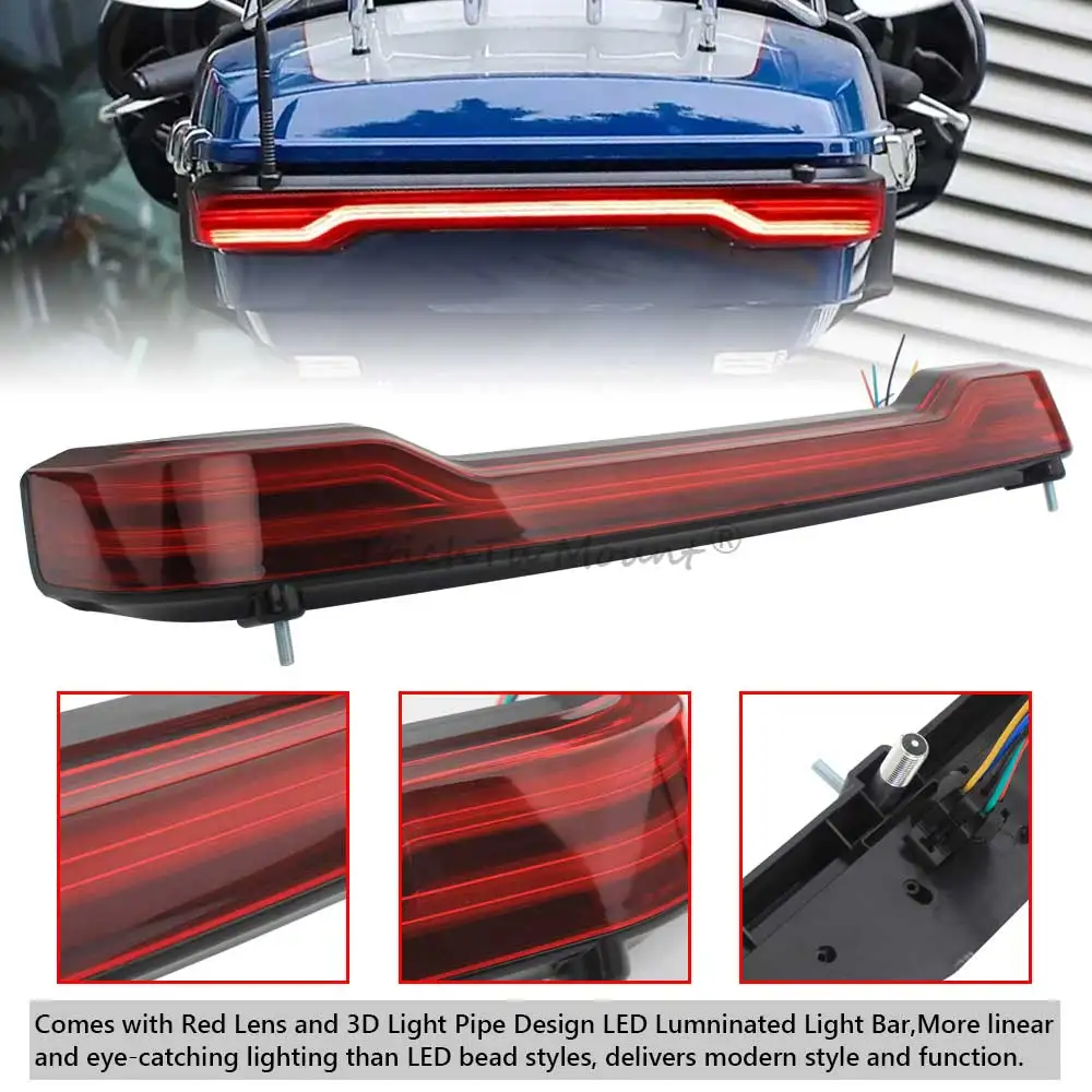 Motorcycle King Rear Trunk LED Light Tour Pack Brake Turn Signals Tail Lamp For Electra Glide Ultra Limited FLHTK 2014-2023