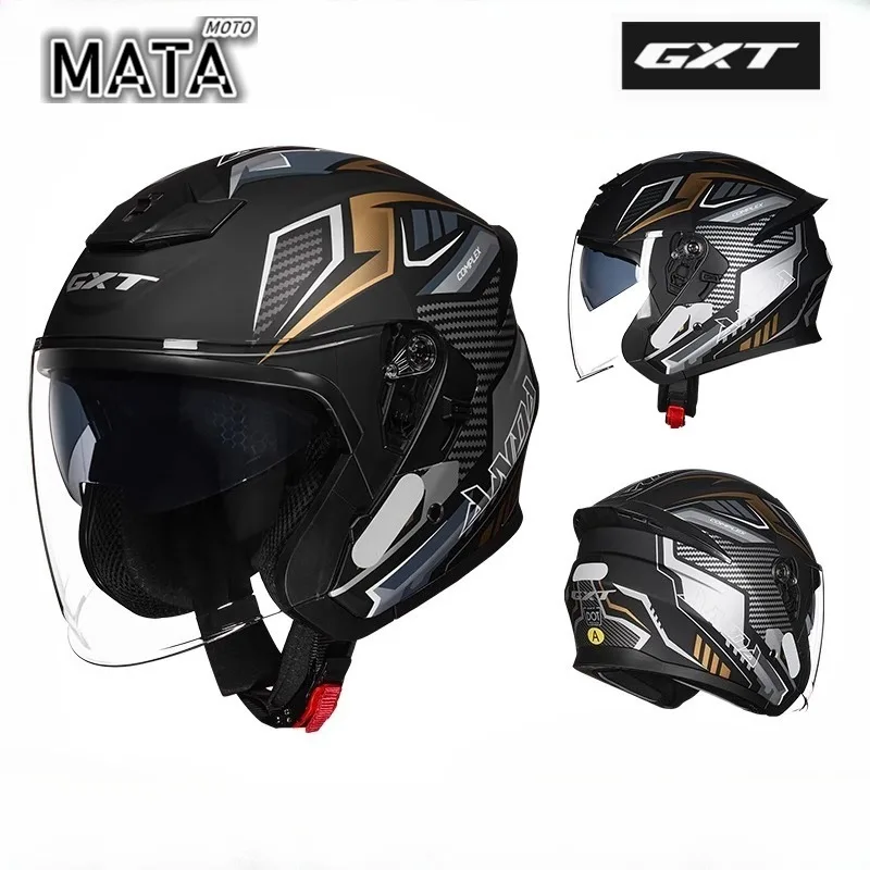 

GXT Motorcycle Half Helmets Dual Lens Scooter Moto Helmet Casco Village Riding Capacete De Moto Motocross Helmets