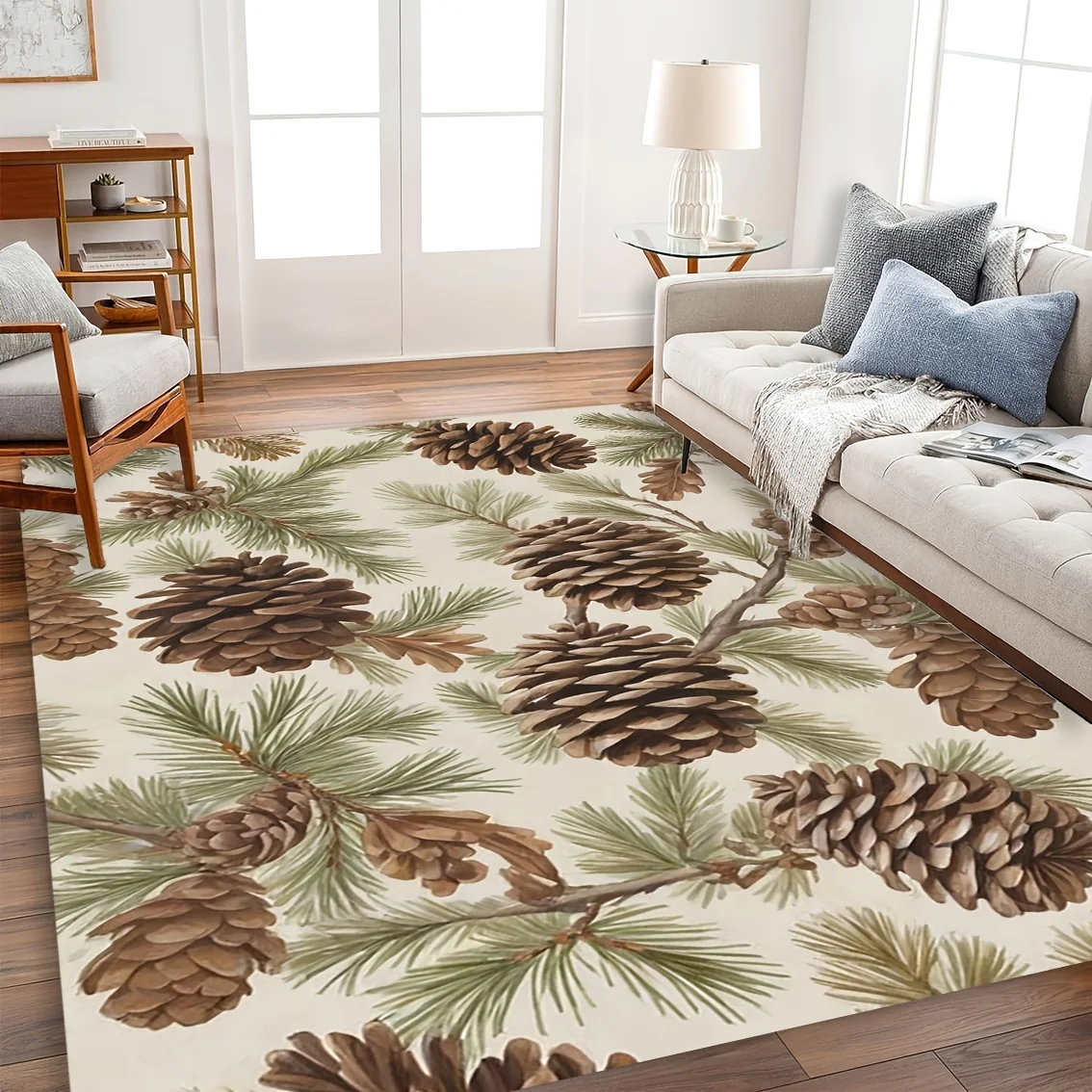Festive Summer Seashell Motif Rectangular Rug Decorative Non Slip Door Mat Versatile Accent For Gym Dance Studio Lounge