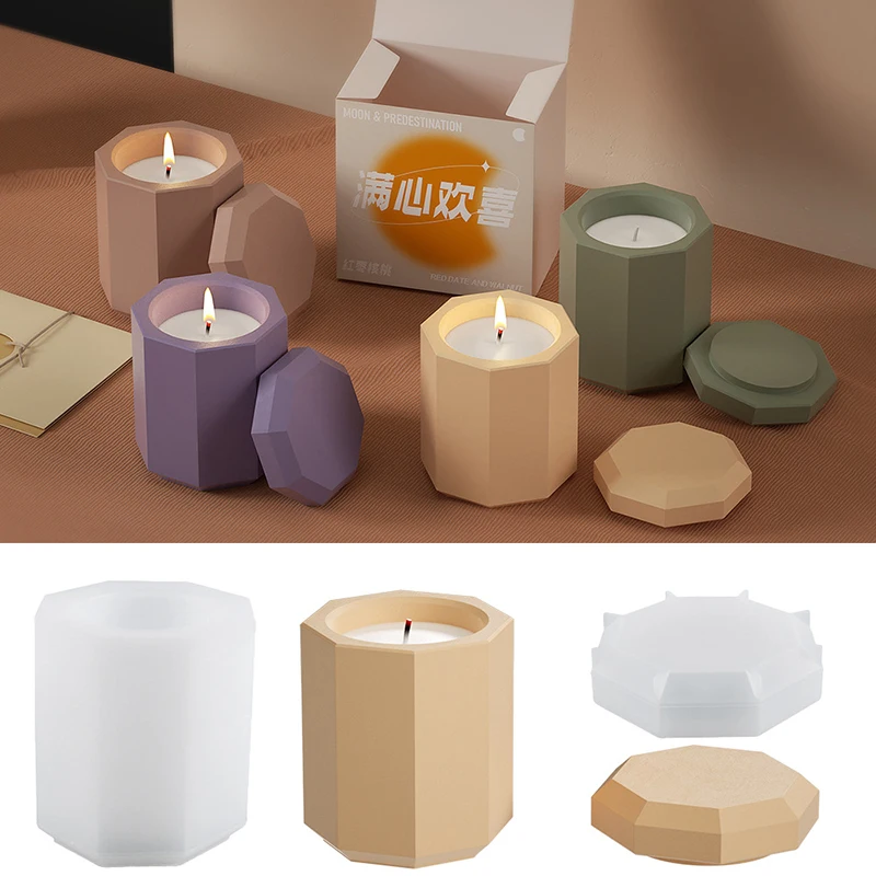 

New Thick Candle Holder Epoxy Resin Mold DIY Octagonal Candle Cup Combination Succulent Plant Pot Box Silicone Mould