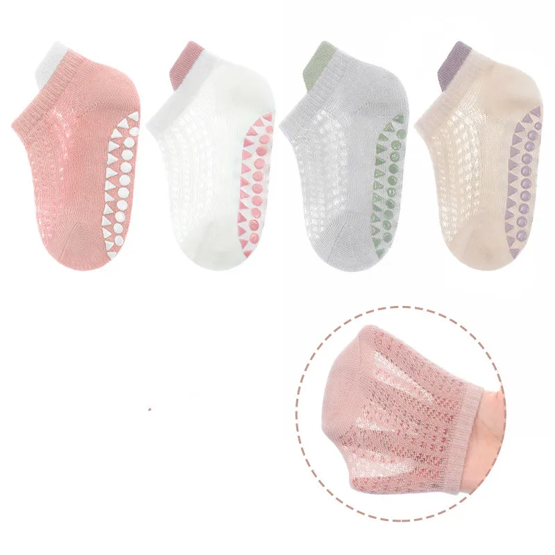 Lawadka Children's Boys Girls Sock Summer Mesh Thin Kids Socks For Girls Boys Casual Toddler Short Floor Sock Anti-slip 4Pairs