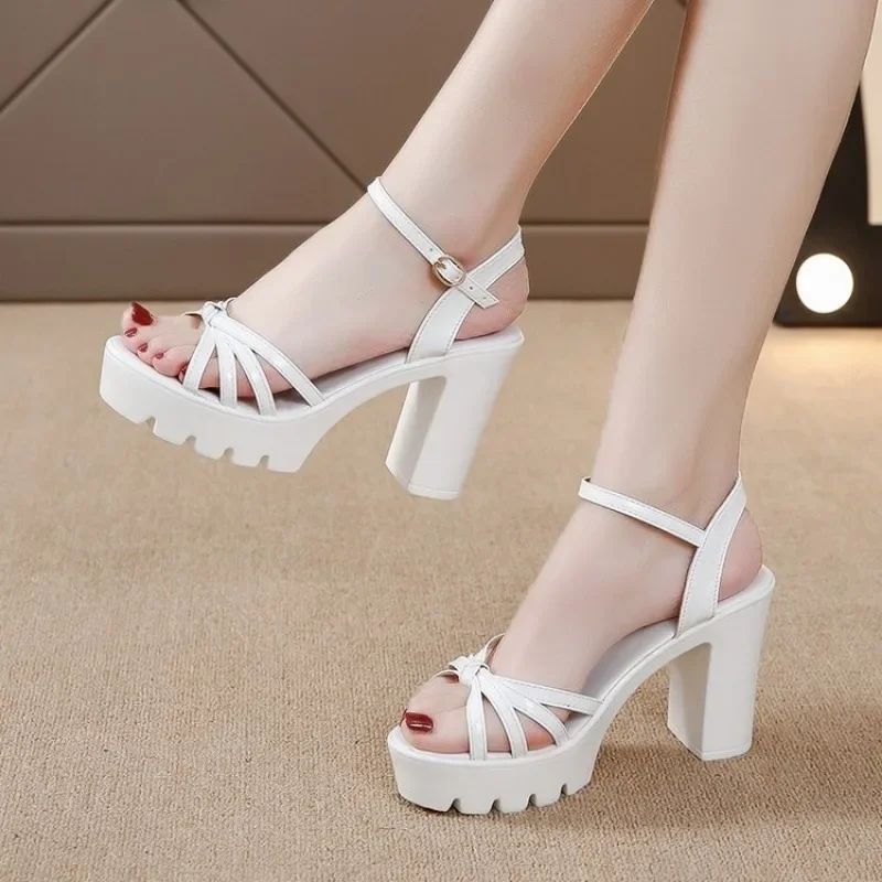 Women\'s Sandals Patent Leather Platform Sandal 2023 Summer Super High Heels Ladies Sandal Fashion Wedding Party Shoes for Women