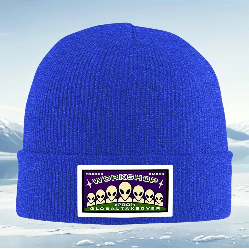 Aliens más altos púrpura verde adquisición logo hombres mujeres Unisex sombrero de punto gorro Jersey gorra invierno térmico cálido