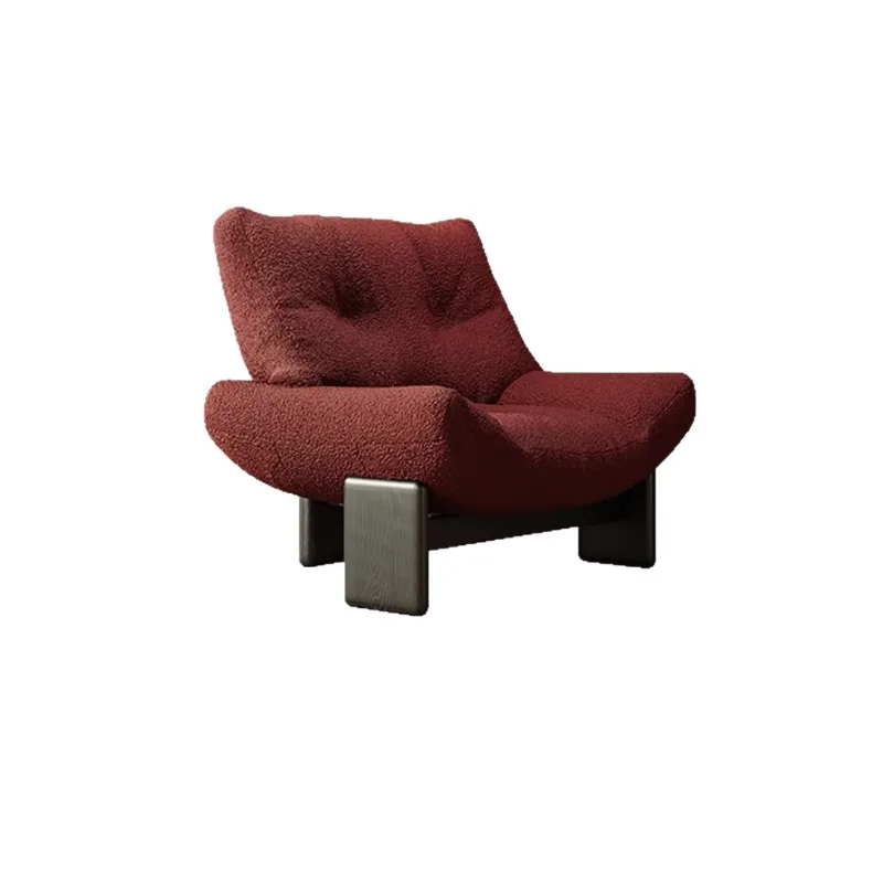 

Retro single sofa chair wabi sand wind solid wood chair homestay negotiation recliner
