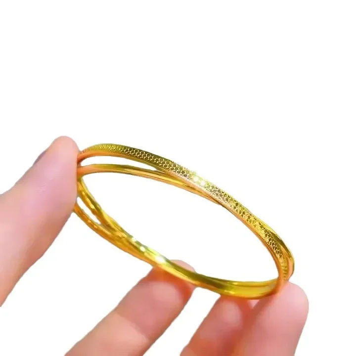 9999 24K real gold CNC Beehive Double Ring Bracelet with High Grade Light Luxury Solid Bracelet Dragon Scale Handpiece