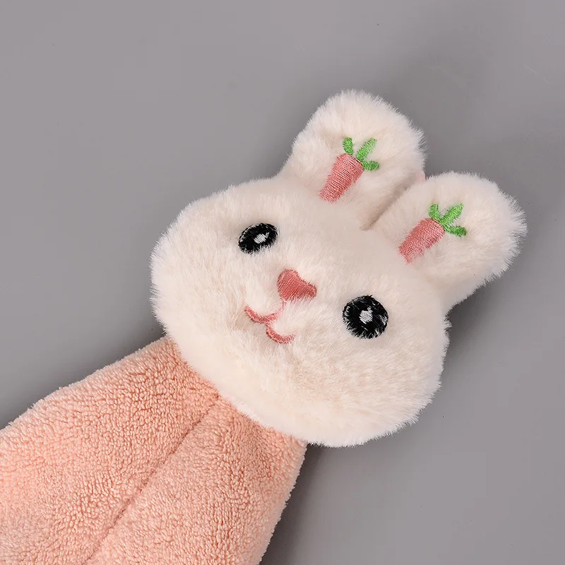 Cartoon Rabbit Wipe Hand Towel Soft Thicken Coral Fleece Super Absorbent Quick Dry Children Terry Towels For Kitchen Bathroom