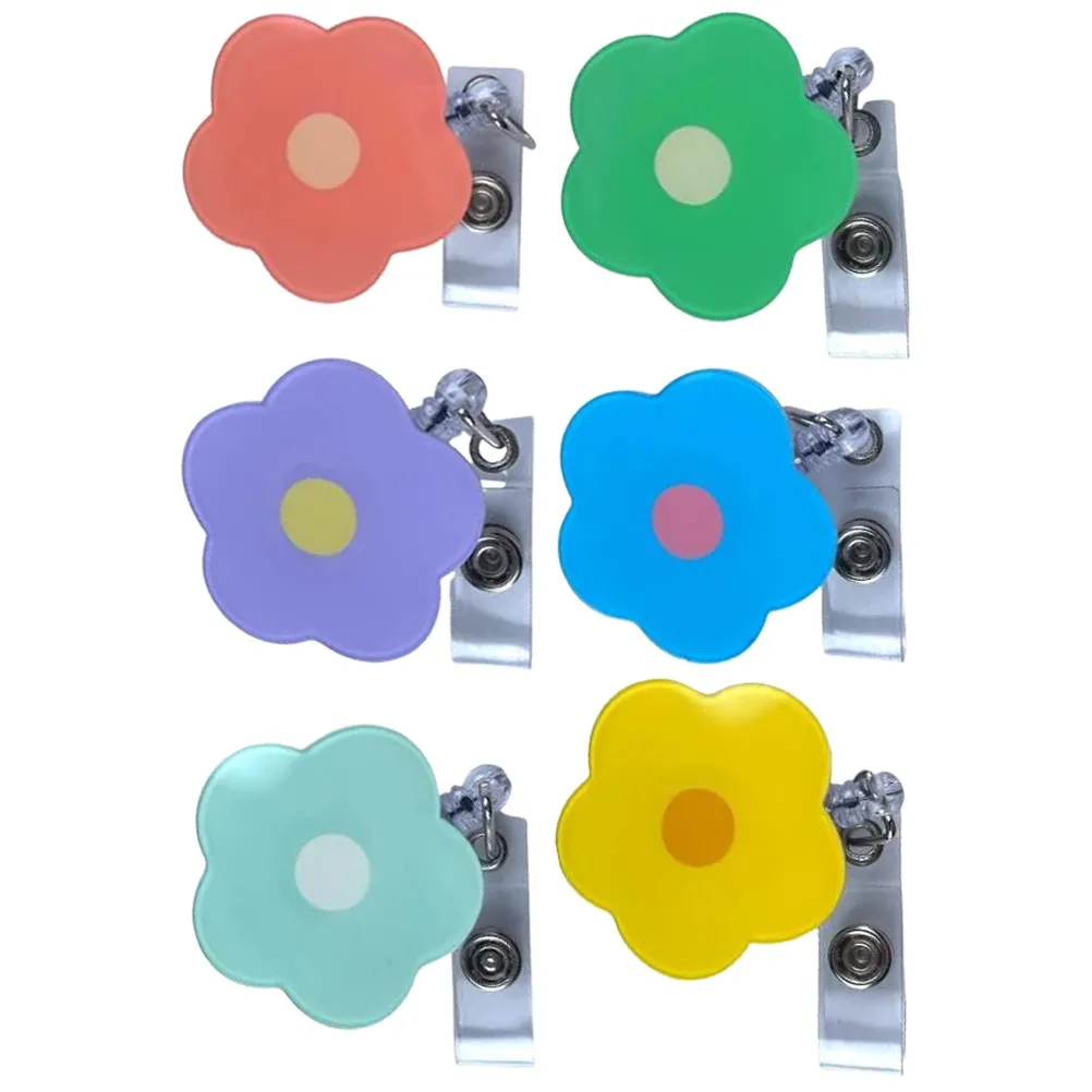 

Набор из 6 выдвижных держателей для бейджей в форме цветка, многофункциональные, портативные, для медсестер и сотрудников