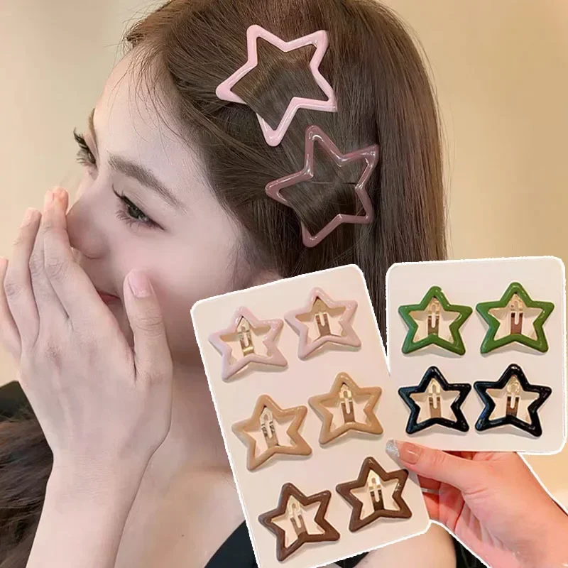 New Large Pentagonal Star Hair Clips for Girls Women Kids Y2K Sweet Cute Girl Colorful Hairpin BB Clip Headwear Accessories Gift