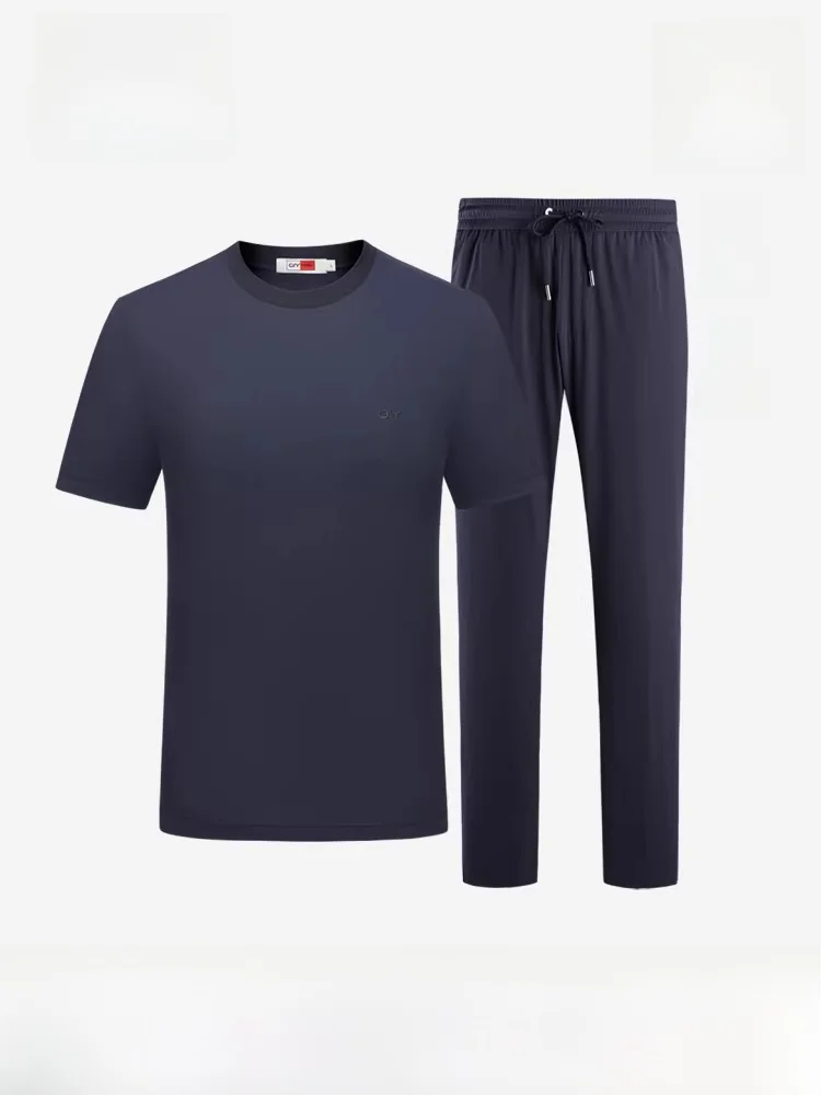 

Goldlion GY Qui Dry Anti Stain High Elastici Casual Fitn Sport Suit ort Sve Long Pants Two Piece Set Summer Youth