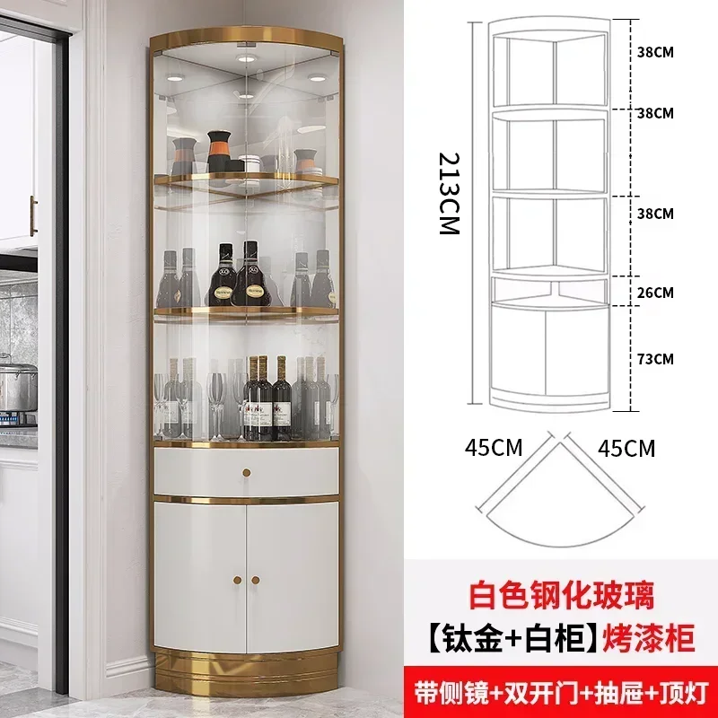 Modern Triangular Glass Wine Cabinet Display Corner Cabinet Nordic Restaurant Household Light Luxury Meuble Vin Bar Furniture