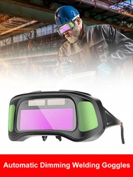 Automatic Dimming Welding Goggles Large View True Color Auto Darkening Protective Glasses for Arc Welding Grinding Cutting