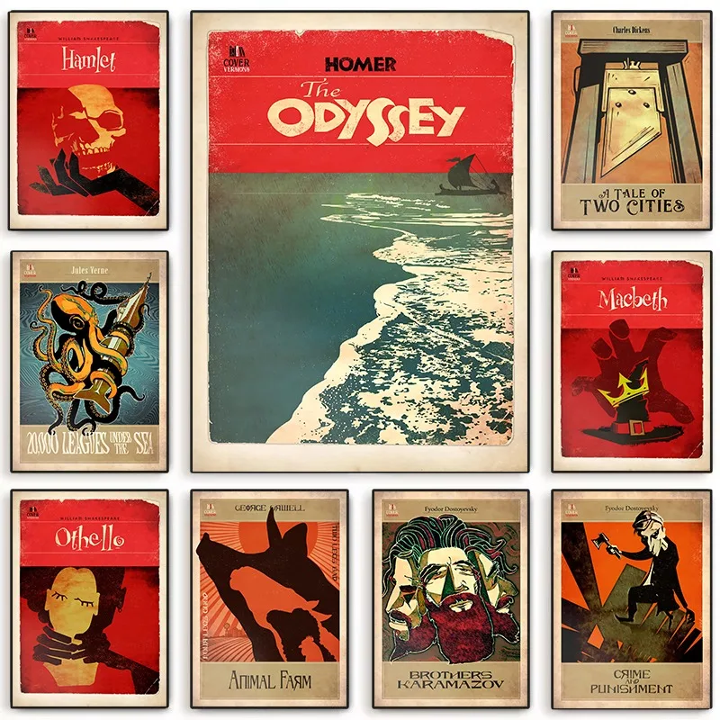 Classic Novels Cover Literary Works Poster The Odyssey Vintage Style Re-imagined Novel Art Canvas Painting Wall Home Decor Gift