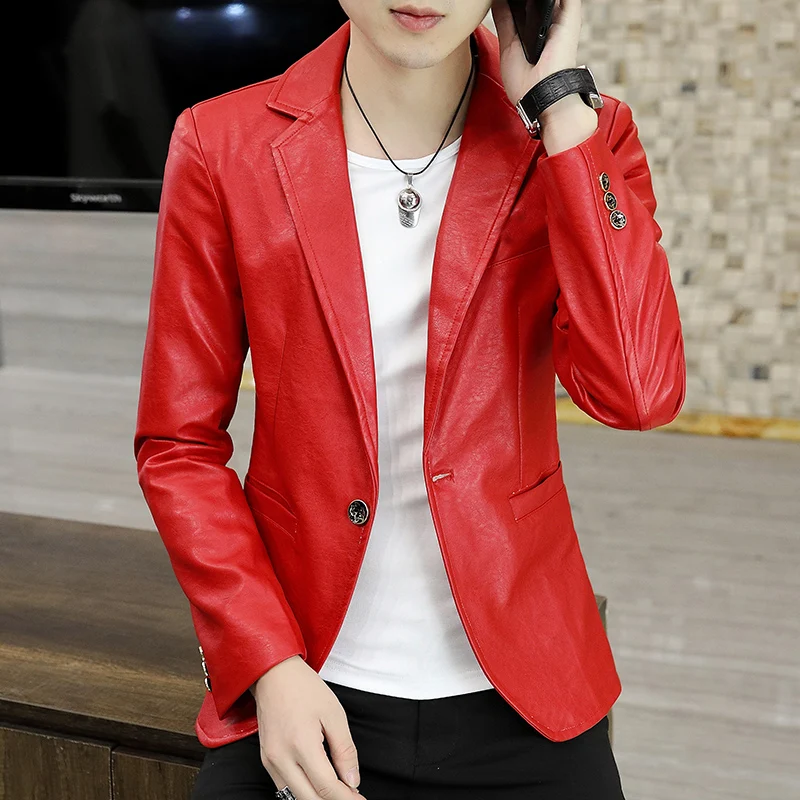 

Мужская приталенная куртка из искусственной кожи, весенне-осенняя, модная, молодежная, универсальная, в корейском стиле, трендовая, стильная, подчеркивающая фигуру, кожаная куртка