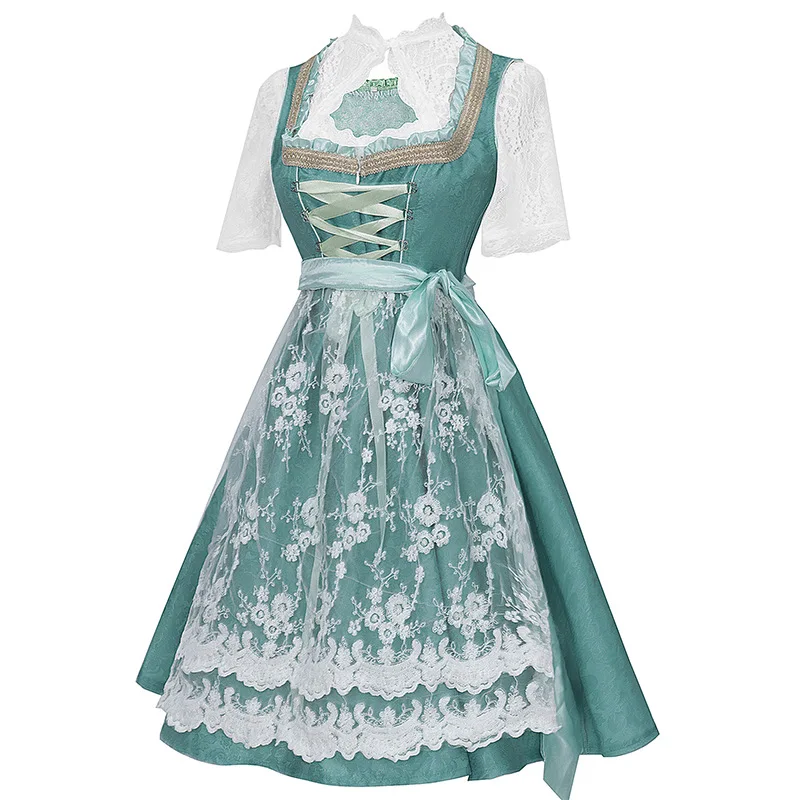 

Green Octoberfest Dirndl Dress Women German Beer Festival Maid Traditional Bavarian Costume for Women Cosplay Outfit 2026 New
