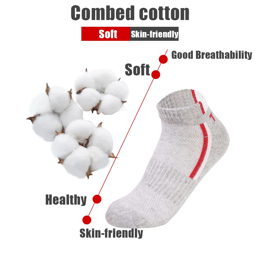 3Pairs Breathable Sports Boat Socks Men\'s Sweat-absorbing Thin Mesh Deodorant Short Socks Athletic Run Seamless Towel Sox Sock