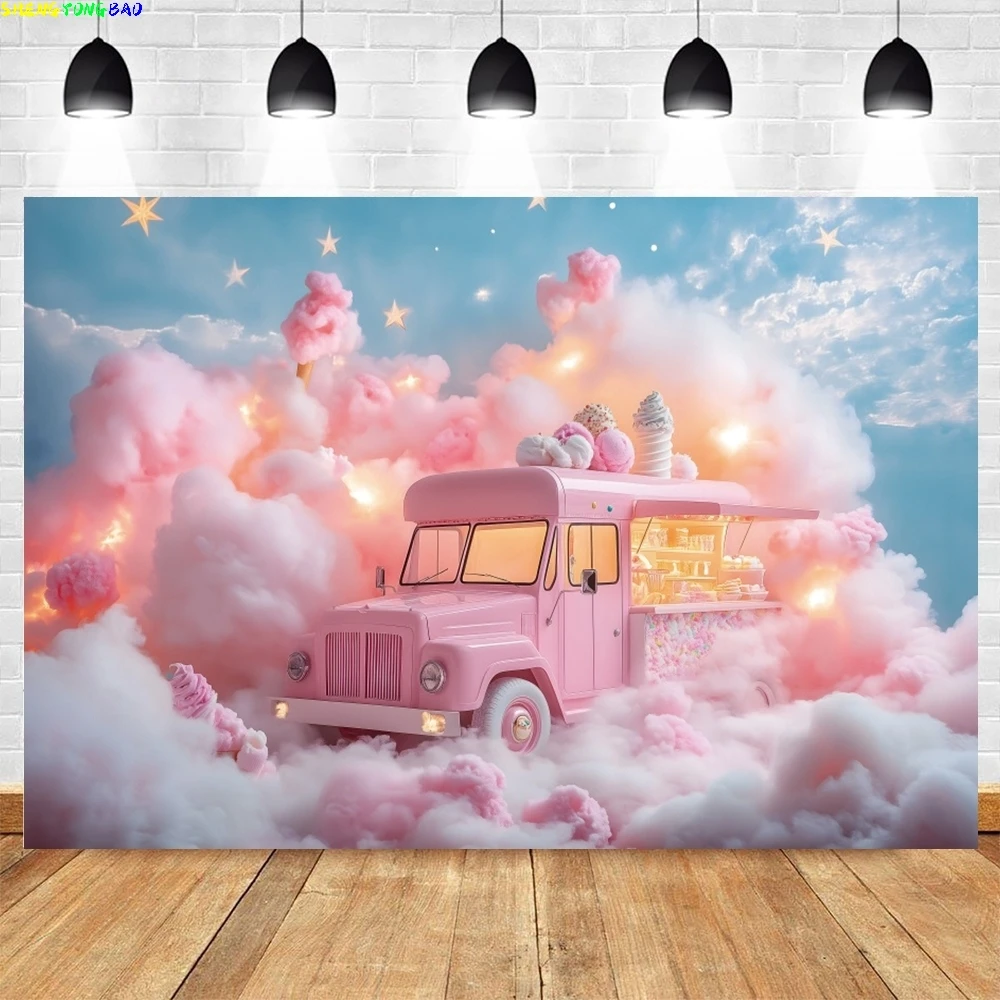 Sweet Candy Donut Ice Cream Dessert Backdrop Girl's Princess Birthday Baby Shower Party Banner Photography Background Photoshoot