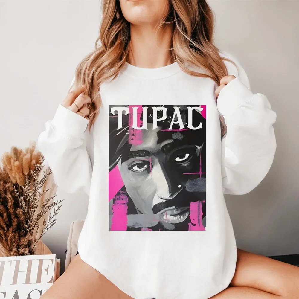 Rapper Tupac Shakur Sweatshirts Harajuku Streetwear Top Autumn Spring O Neck 2pac Hip Hop TUPAC Pullover Hoody Womens