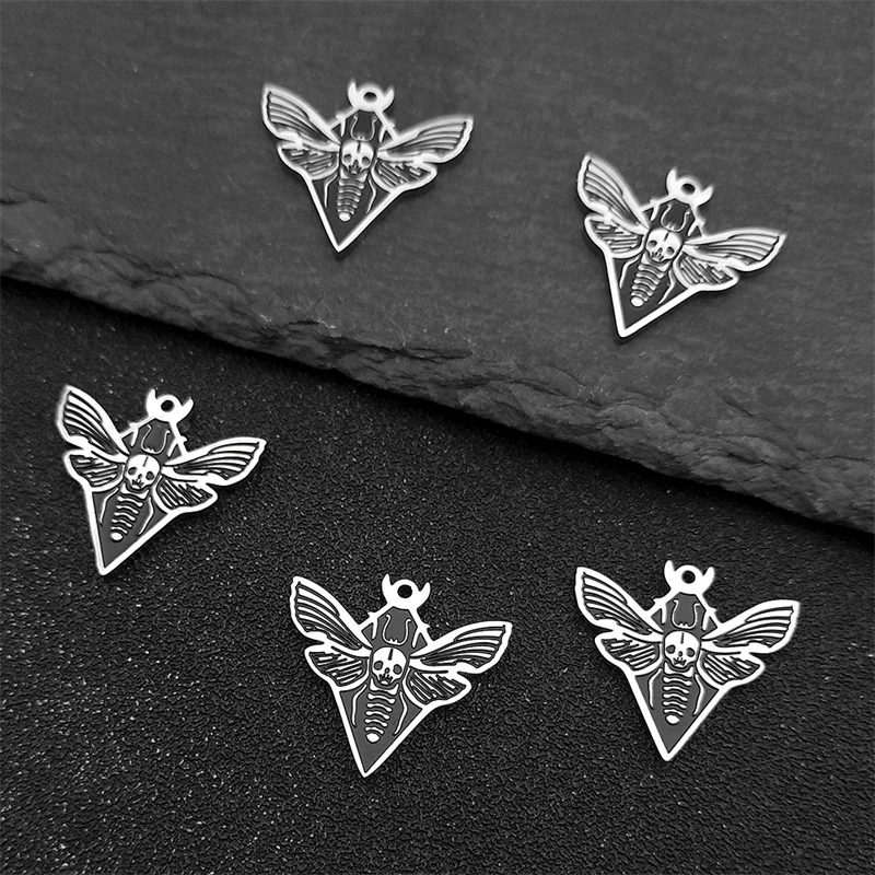 5PCS Retro Gothic Skull Death Head Moth Pendant Metal Brooch Badge for Men Women Hip Hop Rock Party Motorcycle Ride Gift1811-3