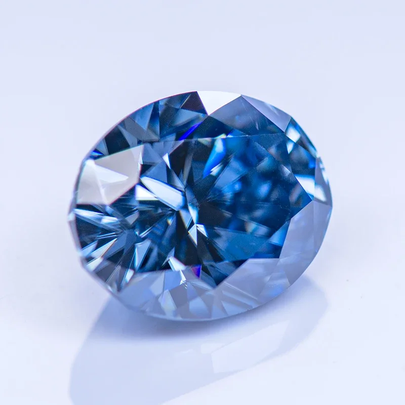 Moissanit-Stein, oval geschliffen, natürliche Königsblau-Farbe, hochwertige DIY-Charms, Schmuckherstellung, Hauptmaterialien mit Zertifikat – Detail 3