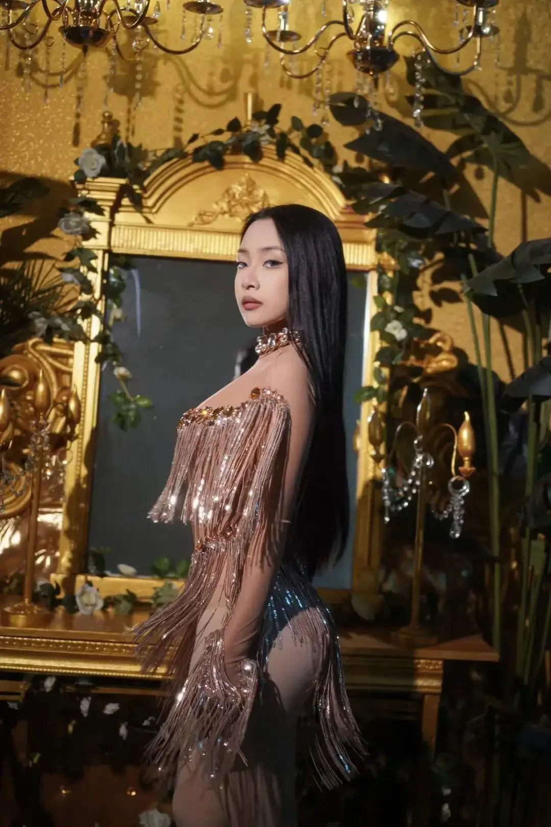 Zilveren Kwastje Vrouwen Sparkly Strass Jurk Zien Door Verjaardag Koningin Outfit Danser Zanger Stadiumkostuum Prachtig Vieren