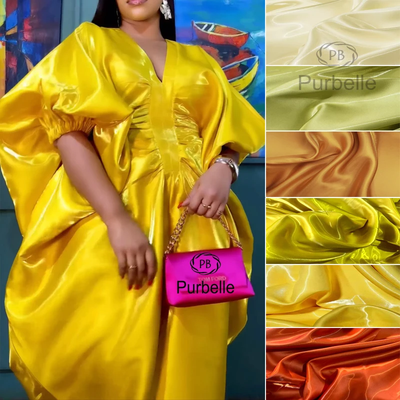 Wide 1.5M Liquid Crystal Satin Fabric-Galaxy Gloss for Haute Couture Dresses Designer Suits | Premium Fashion Textile