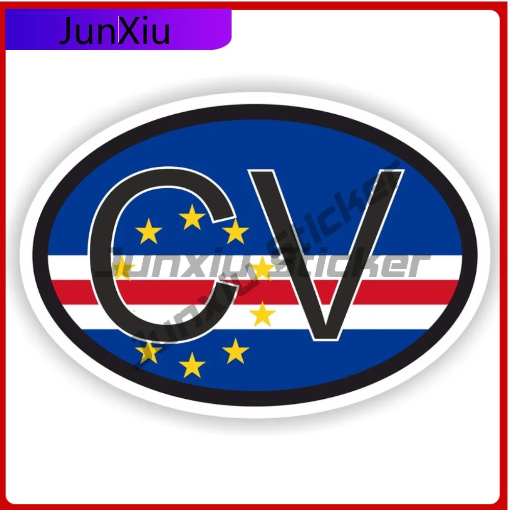 

Cape Verde Country Code Cv Oval Sticker With National Flag Badge Sticker Outdoor Decal Aquarium Decoration Car Cover Suv Waterpr