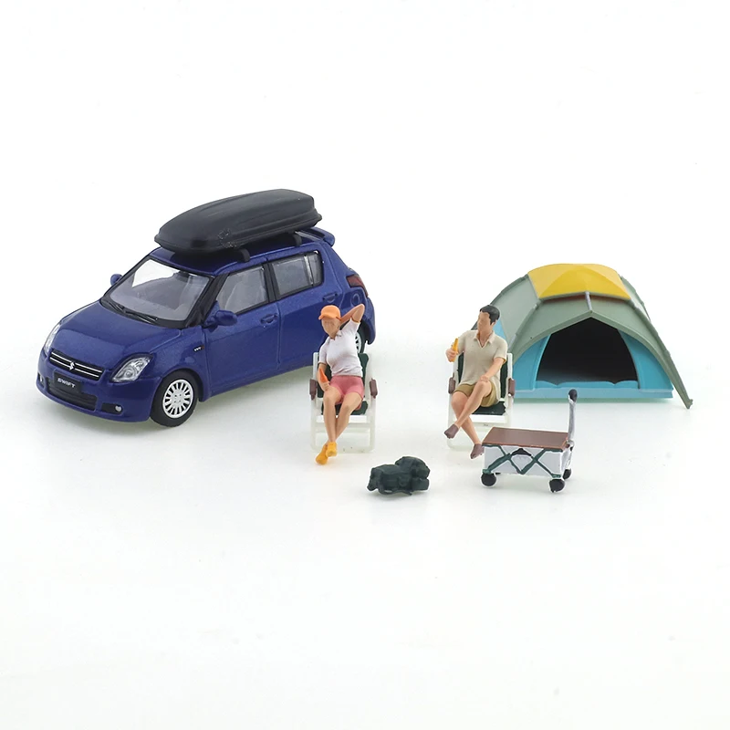 XCARTOYS 1/64 1st Generation Suzuki Swift - Camping Tent Set Cars Alloy Diecast Metal Model Kids Xmas Gift Toys for Boys