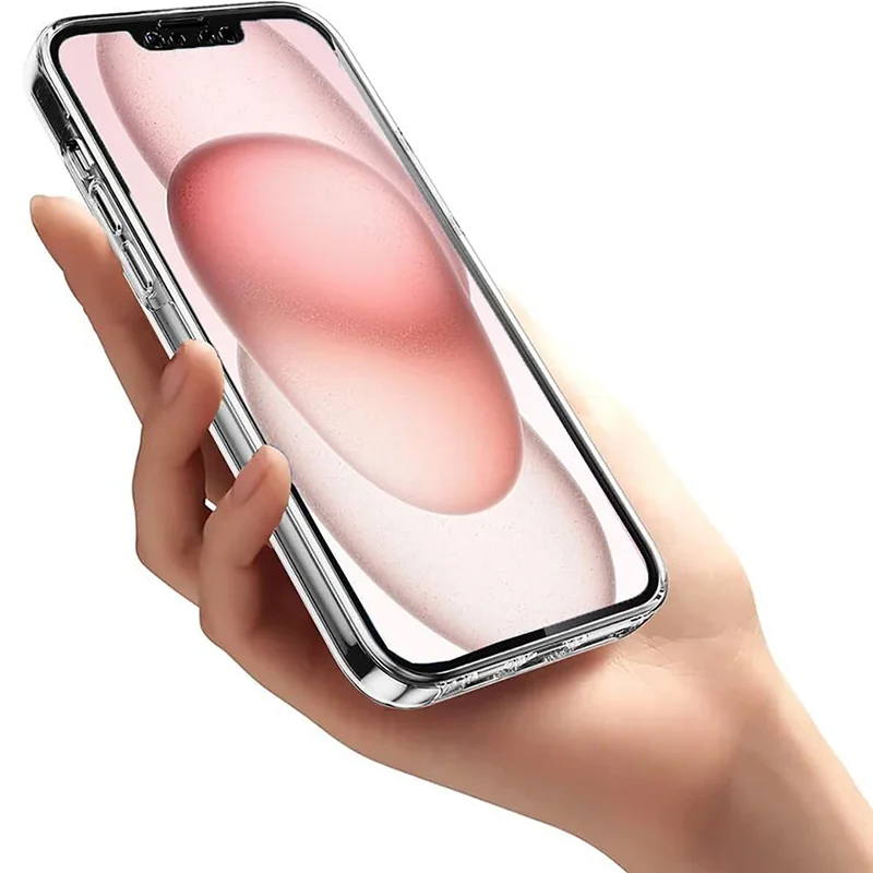 360° Full Clear Body Cover Phone Case For iPhone 16 15 14 13 12 11 Pro XS Max X XR Silicone Shell PC Hard Cover Hybrid Thin Slim