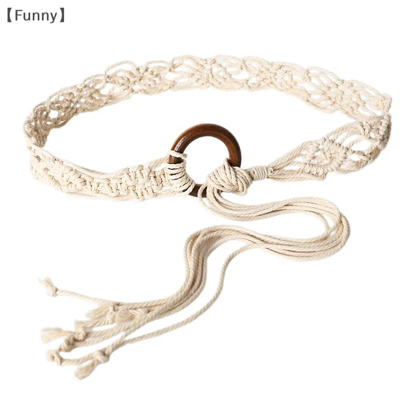 〔Funny〕Weaving Tassel Waist Rope For Versatile Dress Decoration Korean Knotted Thin Waist Rope Wax Thread Knotted Waist Belt