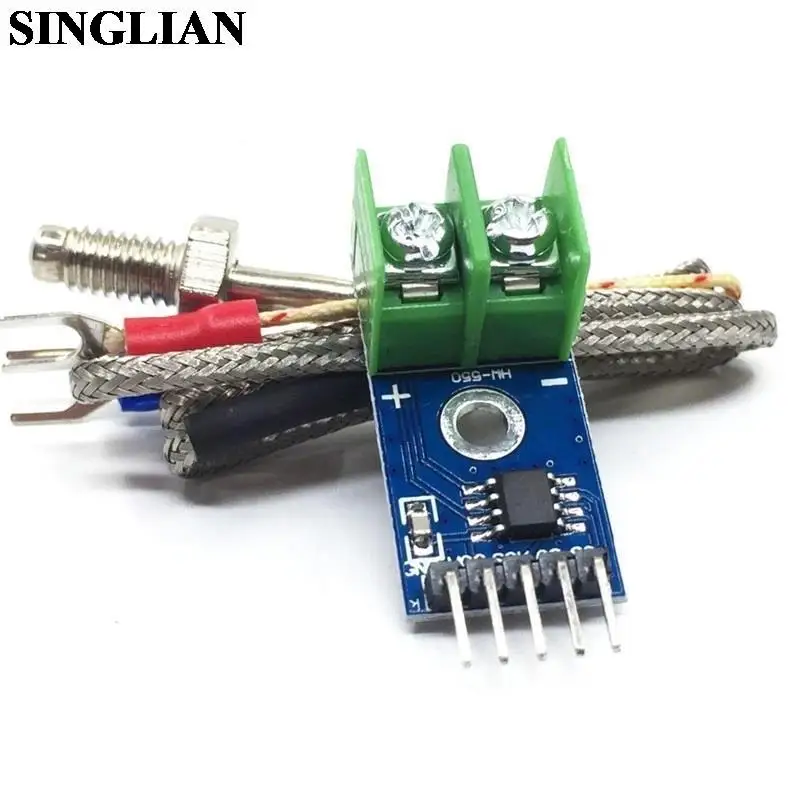 1Set MAX6675 Module + K Type Thermocouple Wire+5P DoPunt Line Thermocouple Sensor Temperature Sensor Module