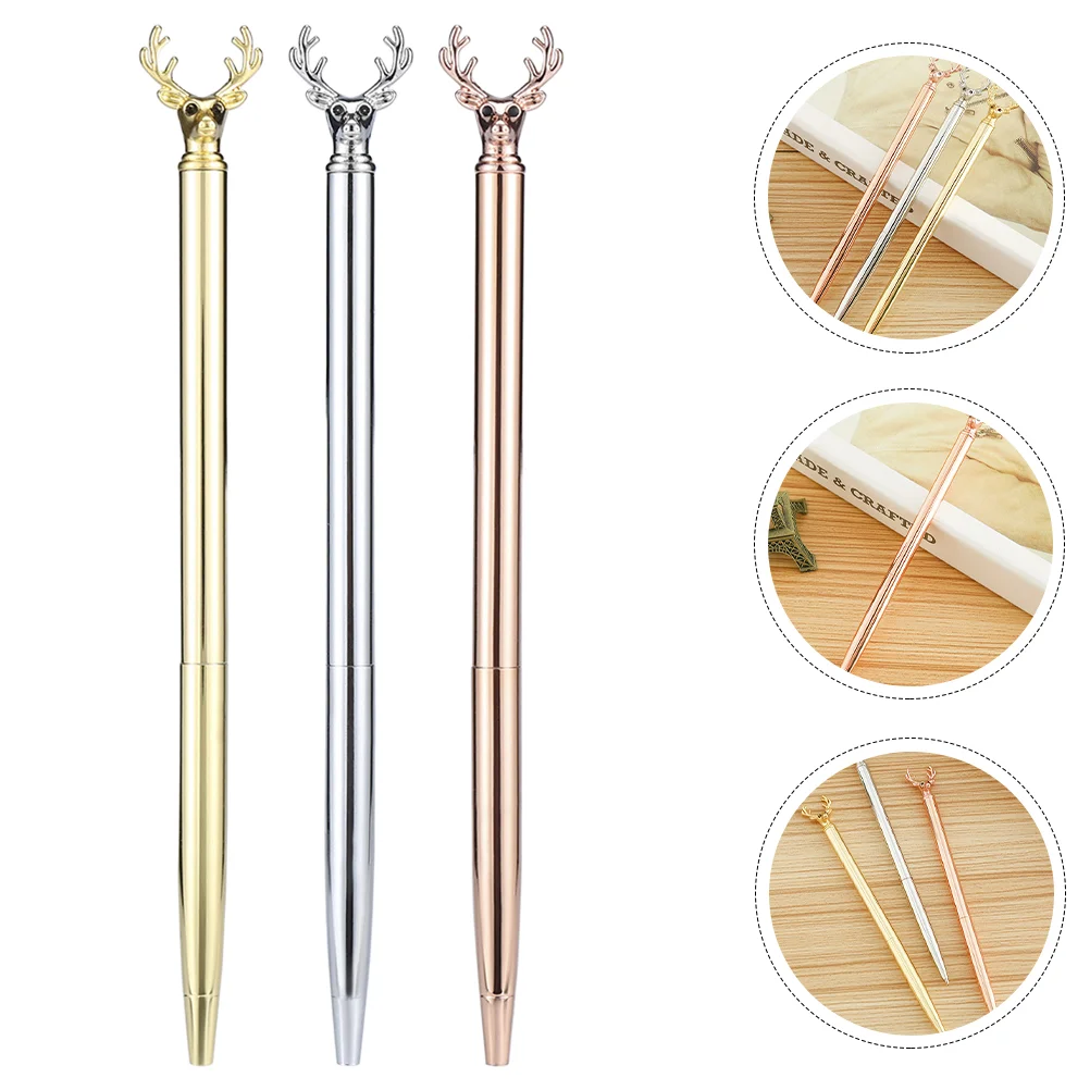 

3 Pcs Deer Head Ballpoint Pen Festival Pens Ballpen Unique Party Gifts Learning Creative