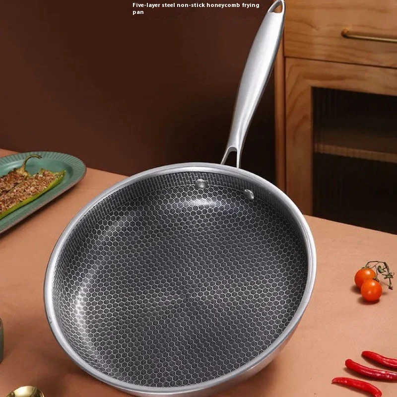 

Triple Layer Stainless Steel Honeycomb Nonstick Frying Pan Deep Cookware for Versatile Use