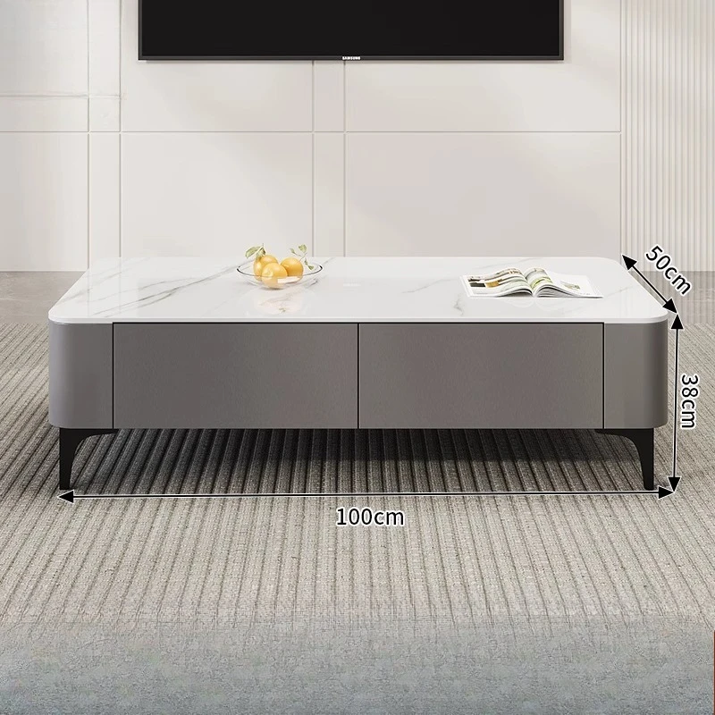 Drawer Extendable Coffee Table Gold Unique Design Luxury Coffee Table Stainless Steel Space Saving Mesa De Centro Furniture Home