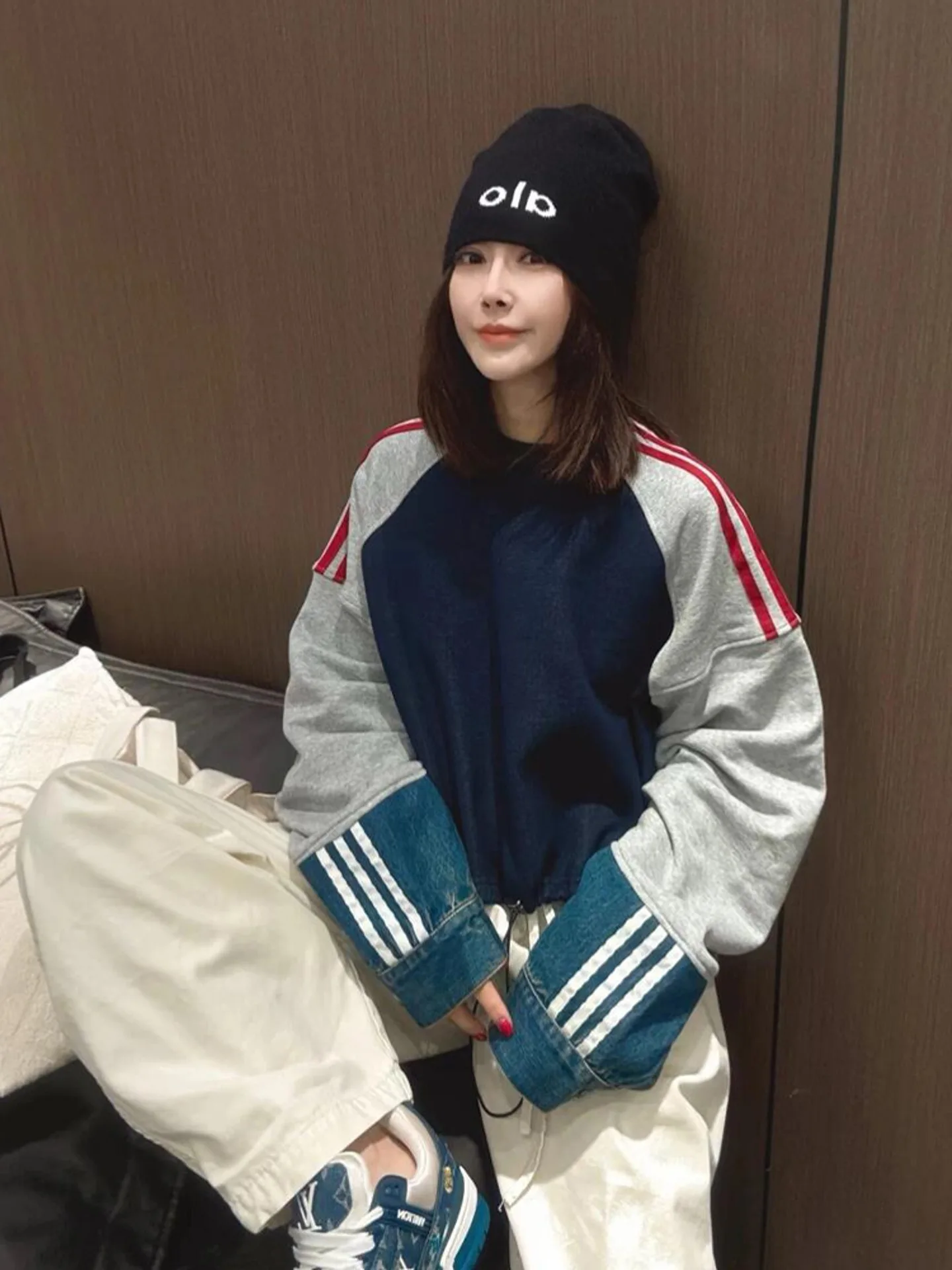 Felpa da donna coreana Sle Casual lunga Sve Color Blo Autunno Inverno New College Sle Design Versatile Top alla moda