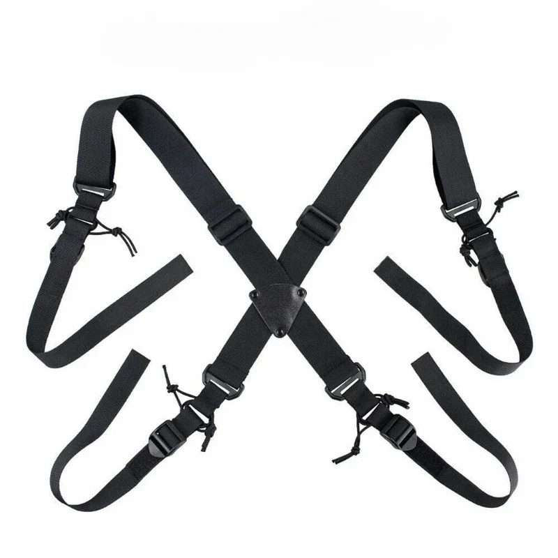 Outdoor Nylon Adjustable Men's X-type Suspenders Multi-function Tactical Duty Belt Load Strap Harness Combat Belt X-Back Strap