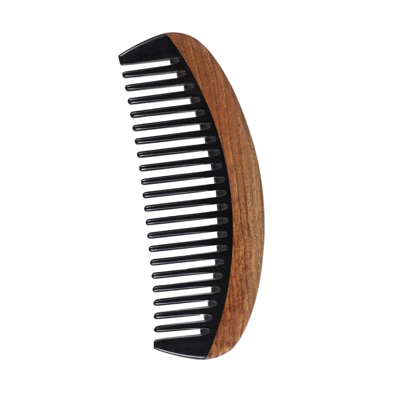 ABWP-Hair Comb - Wide Tooth Wooden Detangling Comb For Curly Hair - No Static Sandalwood Buffalo Horn Comb For Men And Women